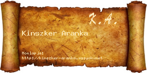 Kinszker Aranka névjegykártya